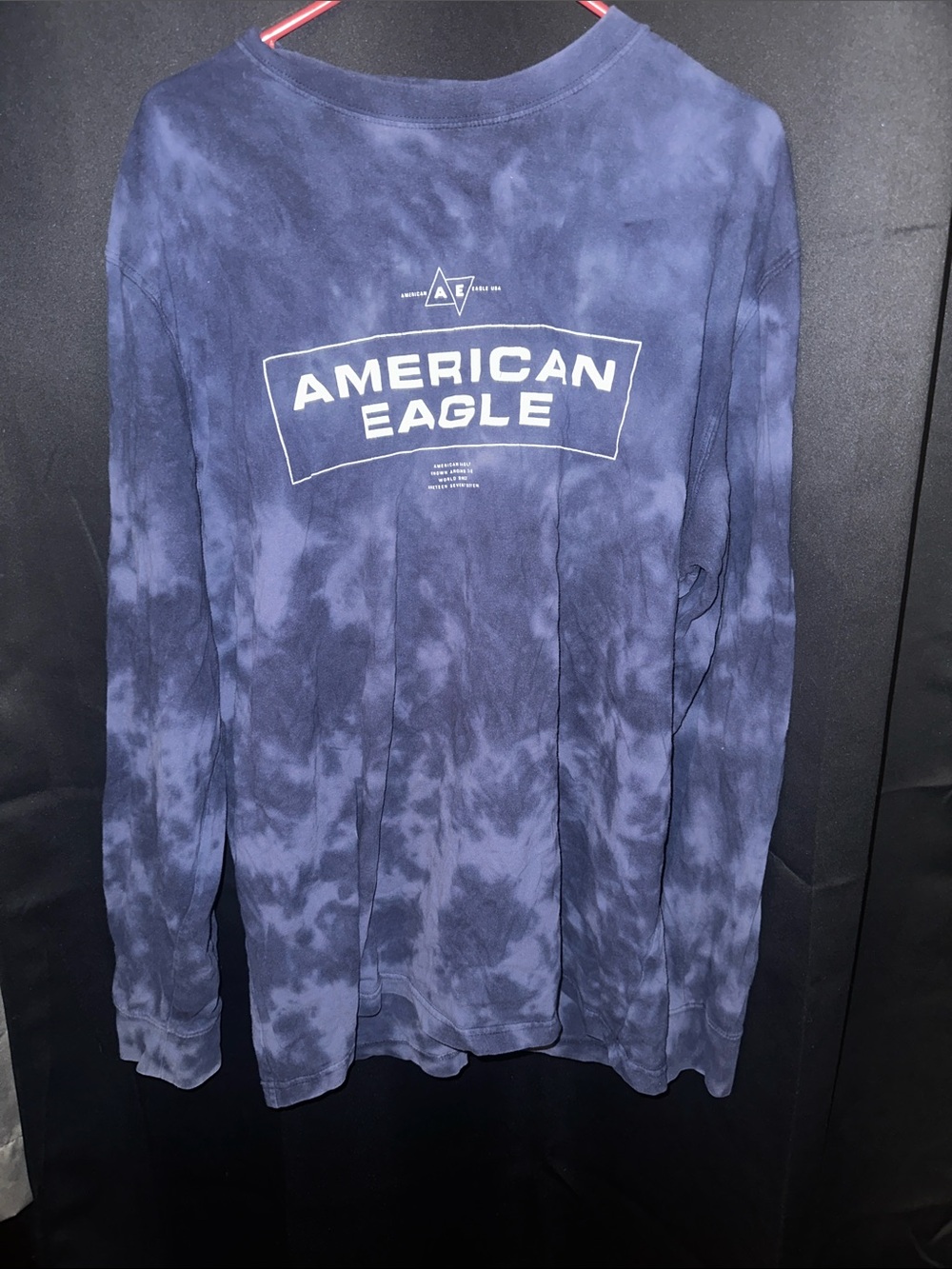 American Eagle Outfitters Navy Tie-Dye Long Sleeve Tee